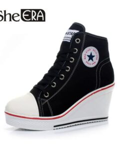 Eyelet Lace-Up Platform Wedge Sneakers