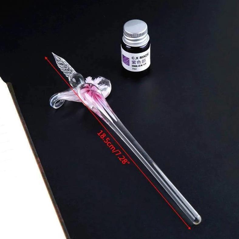Glass Calligraphy Pen Set with Ink and Pen Rest - Image 2