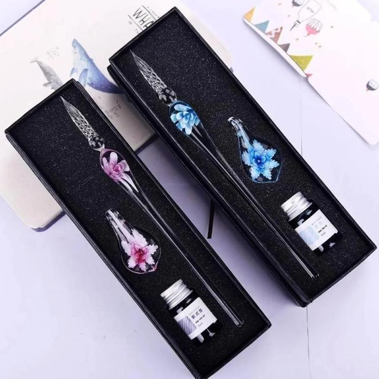 Glass Calligraphy Pen Set with Ink and Pen Rest - Image 3