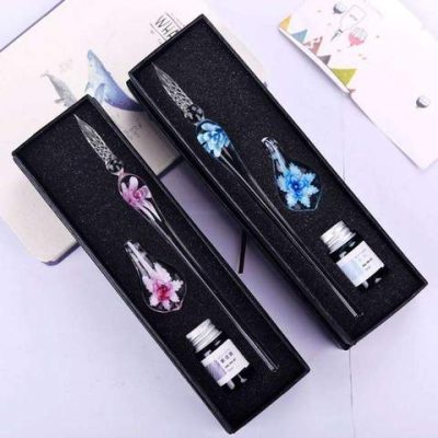 Glass Calligraphy Pen Set with Ink and Pen Rest