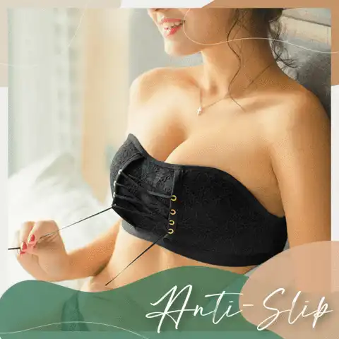 Lace Bandeau Drawstrings Push Up Bra