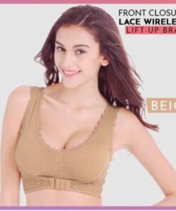 Front Cross Wireless Side-Buckle Lace Lift Bra
