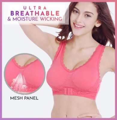 Front Cross Wireless Side-Buckle Lace Lift Bra