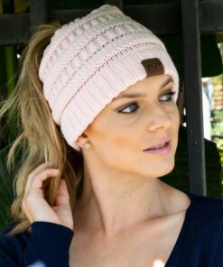 Knitted Ponytail Beanie,Ponytail Beanie,Knit Ponytail,Soft Knit