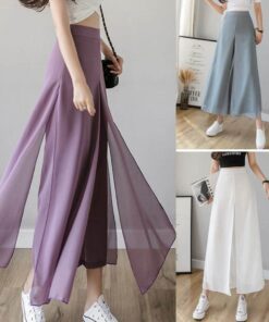 Ice Silk Chiffon Wide-Leg Pants