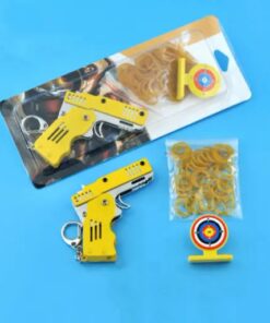 All Metal Mini Folding Rubber Band Gun Toy Keychain