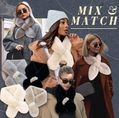 Winter Diamond Faux Fur Wrap Scarf