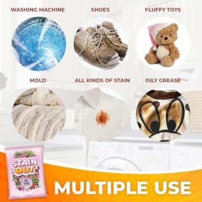 StainOut Laundry Washing Powder,Tough stains are not removed,Washing machine,red wine,white clothes
