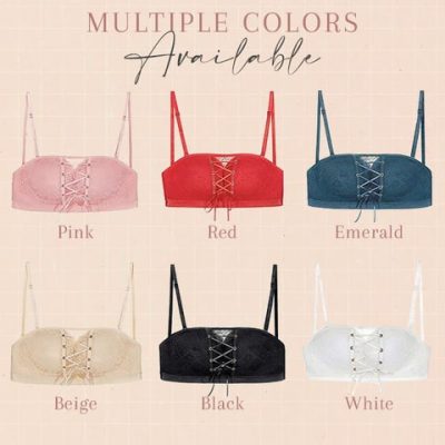 LeWear Strapless Lace Drawstring Bandeau,Drawstring Bandeau,drawstring bra,drawstring strapless bra,strapless lace bandeau