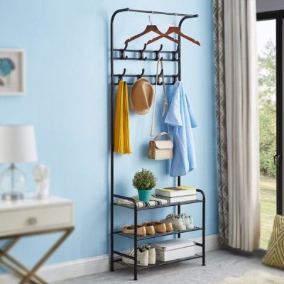 Coat Rack,Home Furniture,Multifunction 3 Tier Coat Rack Floor Standing Wardrobe