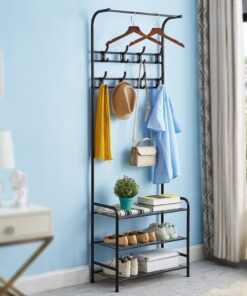 Multifunction 3 Tier Coat Rack Floor Standing Wardrobe