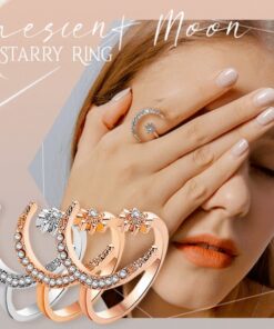 Crescent Moon Starry Ring