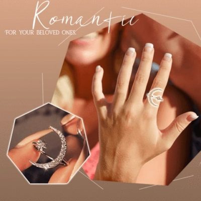 Crescent Moon Starry Ring,Crescent Moon Ring,Moon Starry Ring,Starry Ring,Moon Ring