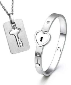Heart Lock Bracelet & Key Necklace