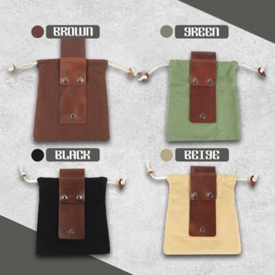 Leather Waxed Canvas Pouch,Canvas Pouch,Leather Canvas Pouch,Leather Pouch