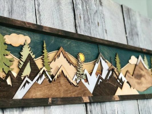 Wood Mountain Wall Art,Wood Mountain,Wall Art,Mountain Wall
