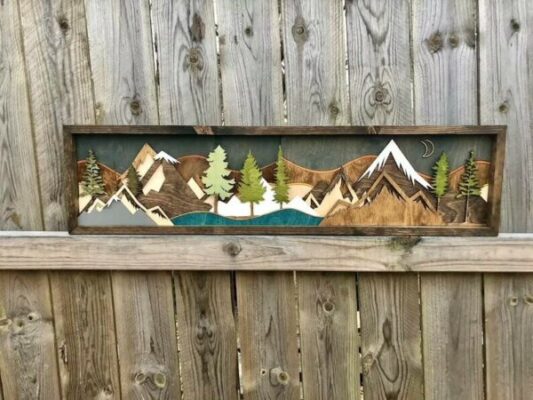 Wood Mountain Wall Art,Wood Mountain,Wall Art,Mountain Wall