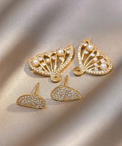 Butterfly Earrings,Pearls And Diamonds,Butterfly Earrings With Pearls And Diamonds