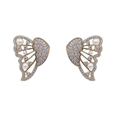 Butterfly Earrings,Pearls And Diamonds,Butterfly Earrings With Pearls And Diamonds