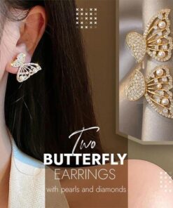 Butterfly Earrings,Pearls And Diamonds,Butterfly Earrings With Pearls And Diamonds