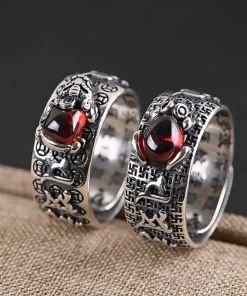 Feng Shui Pixiu,Pixiu Ring,Silver Ruby,Ruby Lucky,Feng Shui