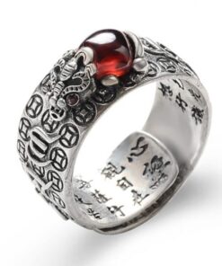 Feng Shui Pixiu,Pixiu Ring,Silver Ruby,Ruby Lucky,Feng Shui
