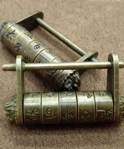 Word Lock,Vintage Brass,Chinese Vintage,Carved Word,Chinese Vintage Brass Carved Word Lock