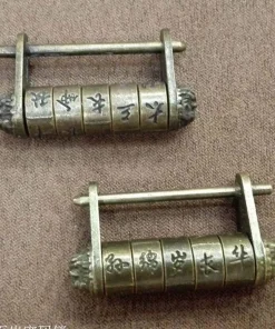 Word Lock,Vintage Brass,Chinese Vintage,Carved Word,Chinese Vintage Brass Carved Word Lock