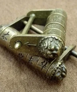 Word Lock,Vintage Brass,Chinese Vintage,Carved Word,Chinese Vintage Brass Carved Word Lock