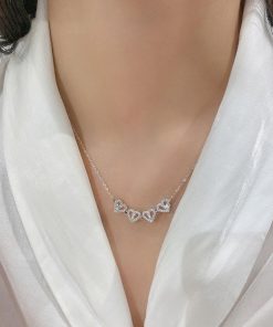 Clover Necklace,Leaf Clover Necklace,Four-Leaf Clover Necklace,Hollow Four-Leaf Clover Necklace