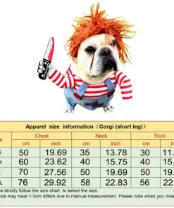 Chucky Dog Costume,Dog Costume,Chucky Dog,Halloween Deady Doll,Halloween
