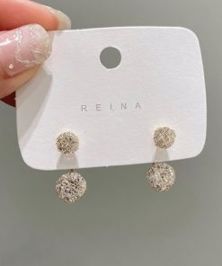 Diamond Ball Earrings,Hollow Diamond,Ball Earrings,Diamond Ball