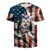 Cat american flag,Kneeling Soldier