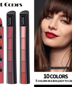 Velvet Matte,Compact Lipstick,Matte Compact,5 in 1 Velvet Matte Compact Lipstick