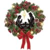 Lighted Nativity Scene Christmas Wreath,Christmas Wreath,Lighted Nativity Scene,Lighted Nativity