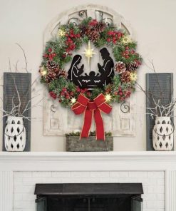 Lighted Nativity Scene Christmas Wreath,Christmas Wreath,Lighted Nativity Scene,Lighted Nativity
