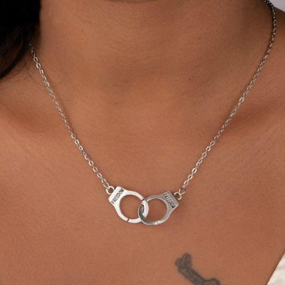 Handcuff Necklace,Necklace Chain,Chain Pendant,Unisex Handcuff Necklace Chain Pendant
