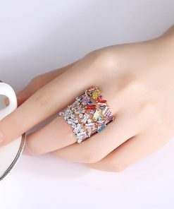 Zircon Ring,Rainbow Zircon Ring