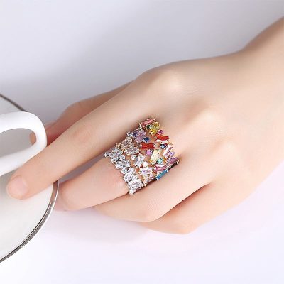 Zircon Ring,Rainbow Zircon Ring