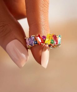 Zircon Ring,Rainbow Zircon Ring
