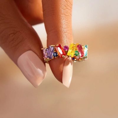 Zircon Ring,Rainbow Zircon Ring