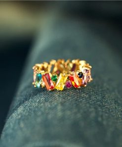 Zircon Ring,Rainbow Zircon Ring