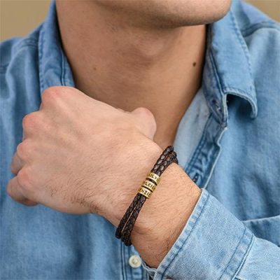 Mens Leather Bracelets Braided
