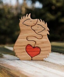 Cuddling Animals,Hand Carved Wooden