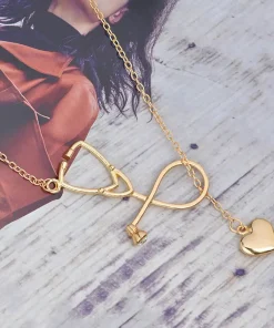 Stethoscope Necklace,Heart Stethoscope Necklace,Heart Stethoscope