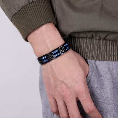 Titanium Bracelet,Blue Titanium,Carbon Blue Titanium Bracelet