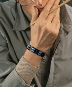 Titanium Bracelet,Blue Titanium,Carbon Blue Titanium Bracelet
