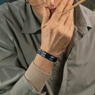 Titanium Bracelet,Blue Titanium,Carbon Blue Titanium Bracelet