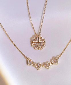 Shape Necklace,Heart Shape Necklace,Heart Shape,Four-Leaf Heart Shape Necklace
