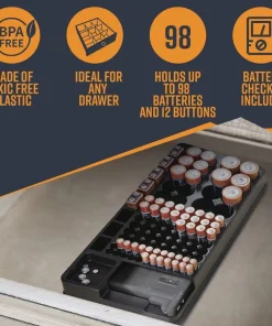 Battery Storage Organizer with Tester,Battery Storage Organizer